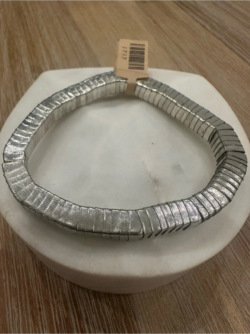 Silver Segmented Stretch Cuff Bracelet
